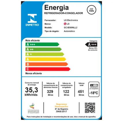 Imagem de Geladeira Smart LG Bottom Frezer 451L Frost Free Inverter Inox