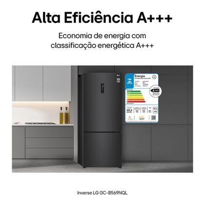 Imagem de Geladeira Smart LG Frost Free Inverter 451L Inverse Cor Black Inox - GC-B569NQL