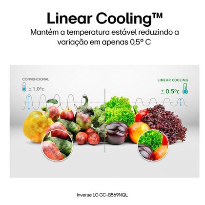 Imagem de Geladeira Smart LG Frost Free Inverter 451L Inverse Cor Black Inox - GC-B569NQL