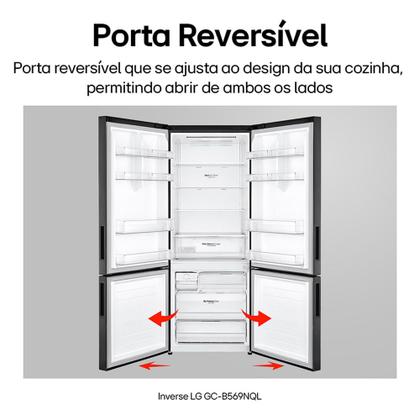 Imagem de Geladeira Smart LG Frost Free Inverter 451L Inverse Cor Black Inox - GC-B569NQL