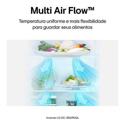 Imagem de Geladeira Smart LG Frost Free Inverter 451L Inverse Cor Black Inox - GC-B569NQL