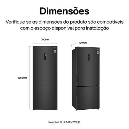 Imagem de Geladeira Smart LG Frost Free Inverter 451L Inverse Cor Black Inox - GC-B569NQL