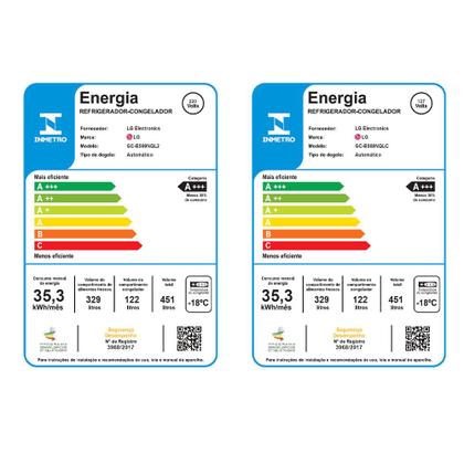 Imagem de Geladeira Smart LG Frost Free Inverter 451L Inverse Cor Black Inox - GC-B569NQL