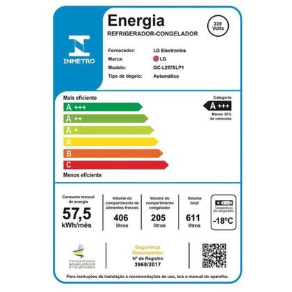 Imagem de Geladeira Smart LG Side by Side 611 Litros GC-L257SLP