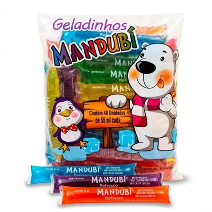 Imagem de Geladinho Cremoso Mandubí 40 Unidades 55ml Sabores Sortidos Sacolé Chup-Chup Refrescante