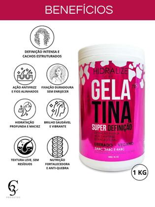 Imagem de Gelatina Capilar Para Cabelo Cacheado Super Definição Explosão de Cachos Hidralize 1kg