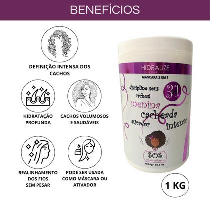 Imagem de Gelatina Capilar Super Definição Hidralize + Creme De Pentear Menina Cacheada 1kg Cada