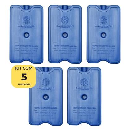 Imagem de Gelo X Reutilizável 400ml Gelotech 17x10x2,70cm Kit Com 5