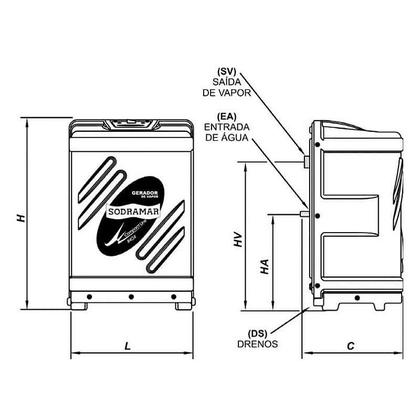 Imagem de Gerador de Vapor Compact Line Inox Para Sauna 12KW Trifásico 380V SODRAMAR