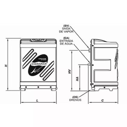 Imagem de Gerador de Vapor Inox Para Sauna 12KW Trifásico 220V Quadro Digital e Kit Instalação SODRAMAR