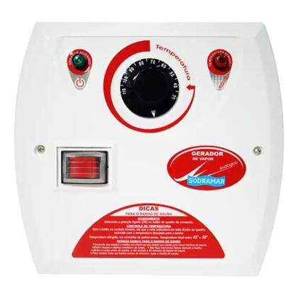 Imagem de Gerador de Vapor P/ Sauna 9KW 220V Bifásico c/Quadro Analógico Kit Instalação e Luminária SODRAMAR
