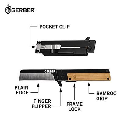 Imagem de Gerber Gear Quadrant, Lâmina Reta de 2,7 Polegadas, com Clipe de Bolso, Bambu