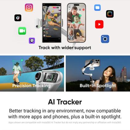 Imagem de Gimbal dobrável Insta360 Flow 2 Plus AI Tracking branco