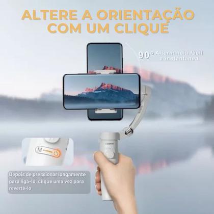 Imagem de Gimbal Estabilizador de Vídeos 3 Eixos Rastreamento Facial Bateria Durável Corporal e Controle