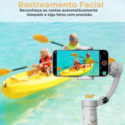 Imagem de Gimbal Estabilizador de Vídeos 3 Eixos Rastreamento Facial Bateria Durável Corporal e Controle