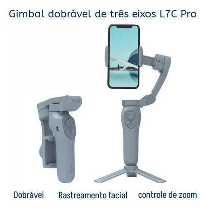 Imagem de Gimbal Profissional L7c Pro De Celular Vertical Horizontal L Cinza