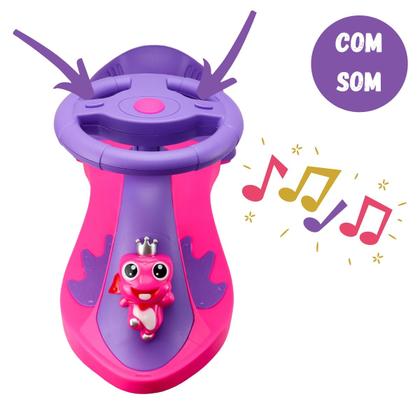 Imagem de Ginga Carrinho Super Car Infantil Manual Gira Sapinho Feliz Meninos e Meninas Rodinha De Led