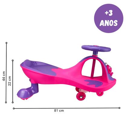 Imagem de Ginga Carrinho Super Car Infantil Manual Gira Sapinho Feliz Meninos e Meninas Rodinha De Led