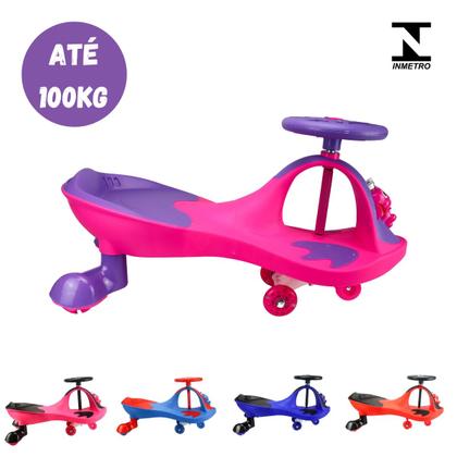 Imagem de Ginga Carrinho Super Car Infantil Manual Gira Sapinho Feliz Meninos e Meninas Rodinha De Led