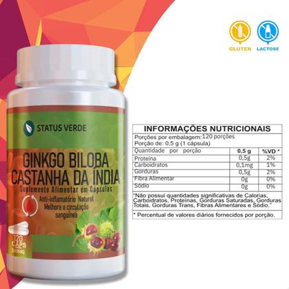 Imagem de Ginkgo Biloba com Castanha da India 120 cáps Status Verde