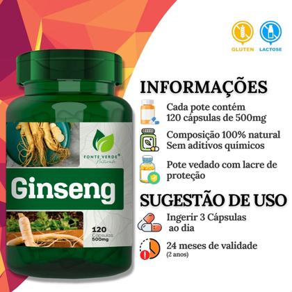 Imagem de Ginseng Puro Panax Natural 120 Cáps - Fonte Verde