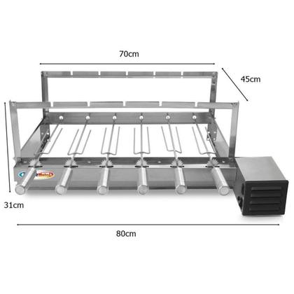 Imagem de Gira Grill Inox 6 Espetos para Churrasqueira Bivolt Pratic