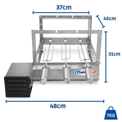 Imagem de Gira Grill Inox c/ 3 Espetos Tridente + Espeto Grelha Pratic