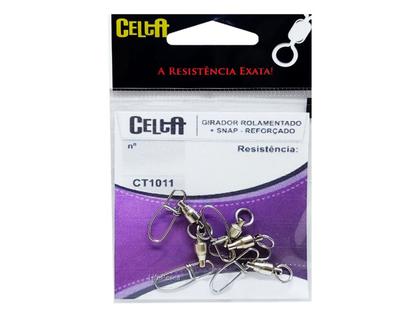 Imagem de Girador Celta Rolamentado + Snap Reforçado Nº 3 Nickel 89lb / 40,3kg - 5 Peças