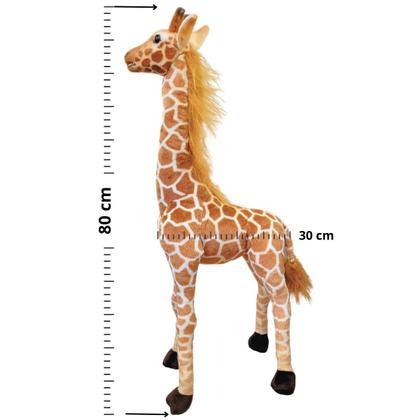 Imagem de Girafa de Pelúcia Realista Grande 80cm Safari Articulada