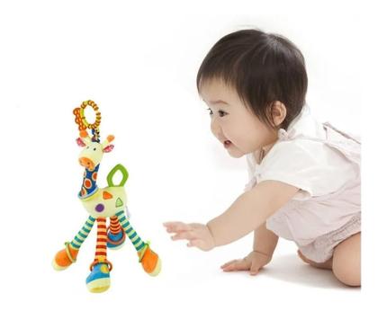 Imagem de Girafa Mordedor Chocalho Pelucia Brinquedo Para Bebe Educativo Anti Stress Cor amarela