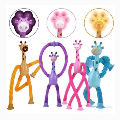 Imagem de Girafa Pop It Tubo Led Brinquedo De Puxar Colorido Un. ROXO
