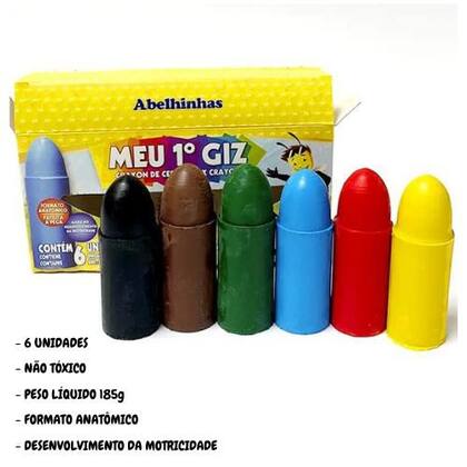 Imagem de Giz de Cera 6 Cores - Acrilex Meu Primeiro Giz