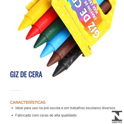 Imagem de Giz de Cera Abelhinhas Acrilex 6 Cores Vivas e Traço Macio