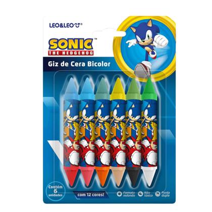 Imagem de Giz De Cera Big Bicolor Sonic 6 unidades 12 Cores Leo&Leo