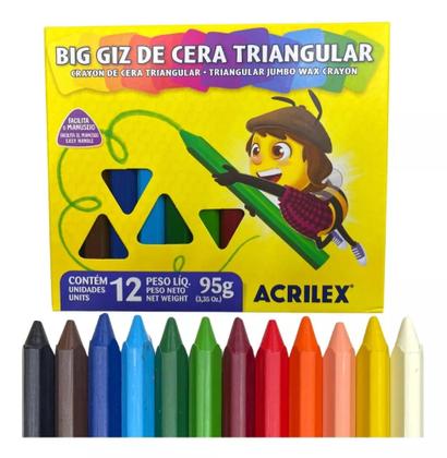 Imagem de Giz de Cera Big Triangular 12 Cores 95g Acrilex