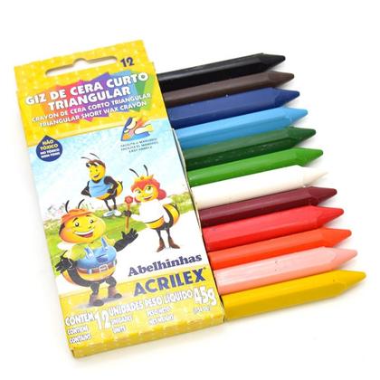 Imagem de Giz de Cera Curto Triangular Acrilex - 12 cores