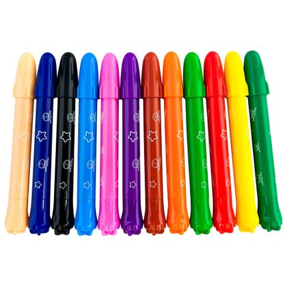 Imagem de Giz de Cera Gel 12 Cores Retrátil Aquarelável Kaz