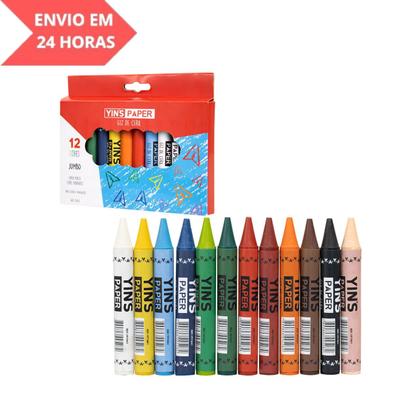 Imagem de Giz de Cera Jumbo 12 Cores Vibrantes