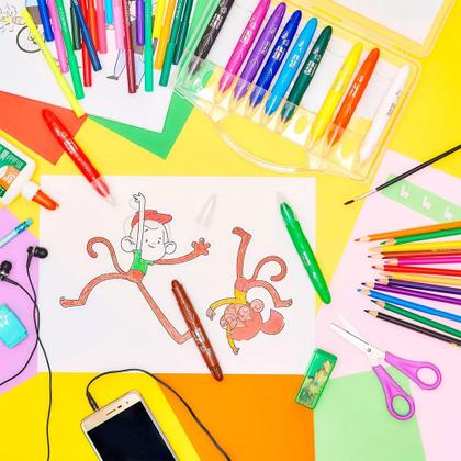 Imagem de Giz de Cera Retrátil Gel Com 12 Cores Infantil Com Pontas Macia Leo Leo