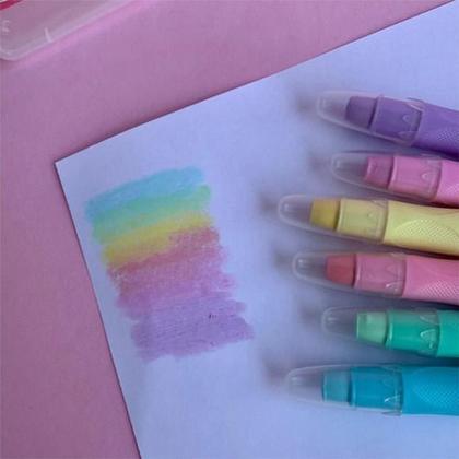 Imagem de  Giz De Cera Retrátil Mega Gel Tons Pastel Tris- 6 Cores