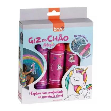 Imagem de Giz de Chão Magic Unicórnio 3 Cores c/ Capa Protetora - BRW