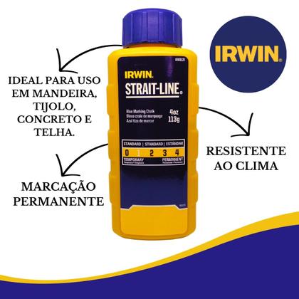 Imagem de Giz De Linha Para Marcação Azul 30 Metros Irwin Pedreiro Gesseiro Drywall Com Carretel - Drywall, Gesso, Obra em geral