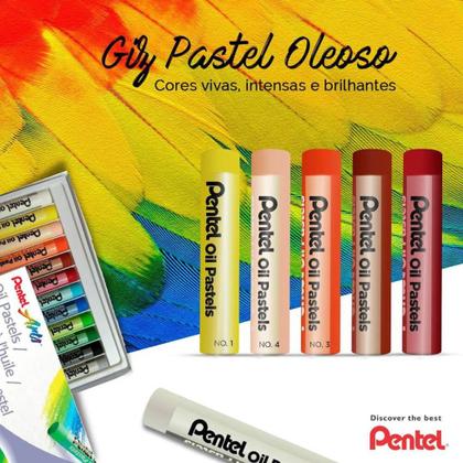 Imagem de Giz Oil Pastel Pentel Arts A Óleo 25 Cores Bastão Oleoso