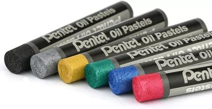 Imagem de Giz Pastel Oleoso Pentel 12 Cores Metálicas e Neon