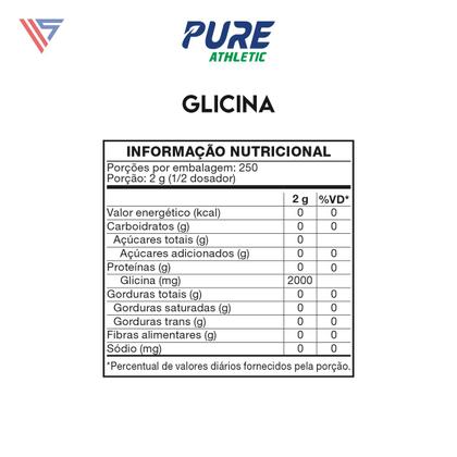 Imagem de Glicina 100% Pura 500g Pure Athletic Sabor:Sem Sabor