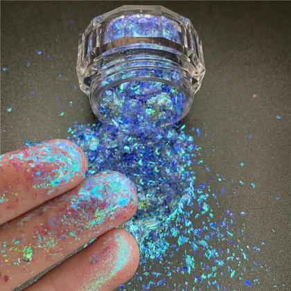 Imagem de Glitter Brilhante para Unhas - Efeito Opala Aurora com Pigmento Cromado