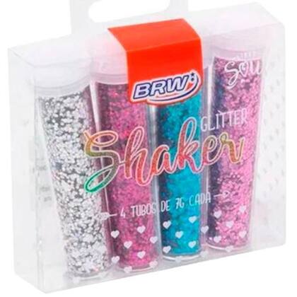 Imagem de Glitter Hexagonal miúdo Shaker Blister com 4 cores Marca BRW