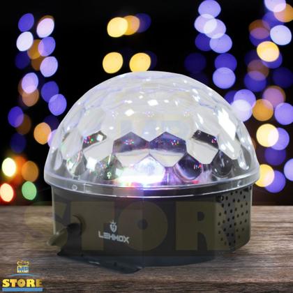 Imagem de Globo de Luzes Coloridas Giratória Grande MP3 Bluetooth com Controle Iluminação RGB para Festa Decoração