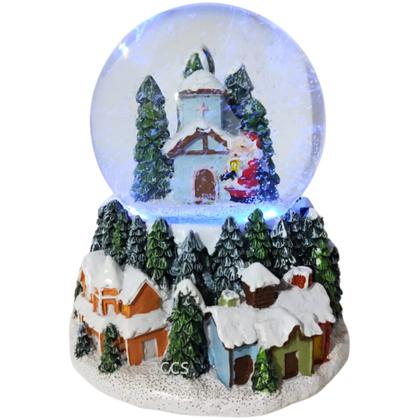 Imagem de Globo De Neve Musical Colorido Papai Noel Enfeite Decorativo - MERRY CHRISTIMAS