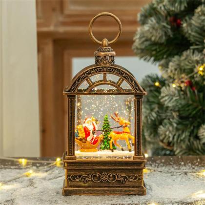 Imagem de Globo de Neve Natal Natalino Luminaria Musical Lamparina Papai Noel Rena Arvore Decoraçao Festa Fim de Ano Enfeite Mesa Estante Trabalho Evento Confra